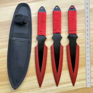 Trainingsset werpmessen YF122 – 3-delig, Rood accent